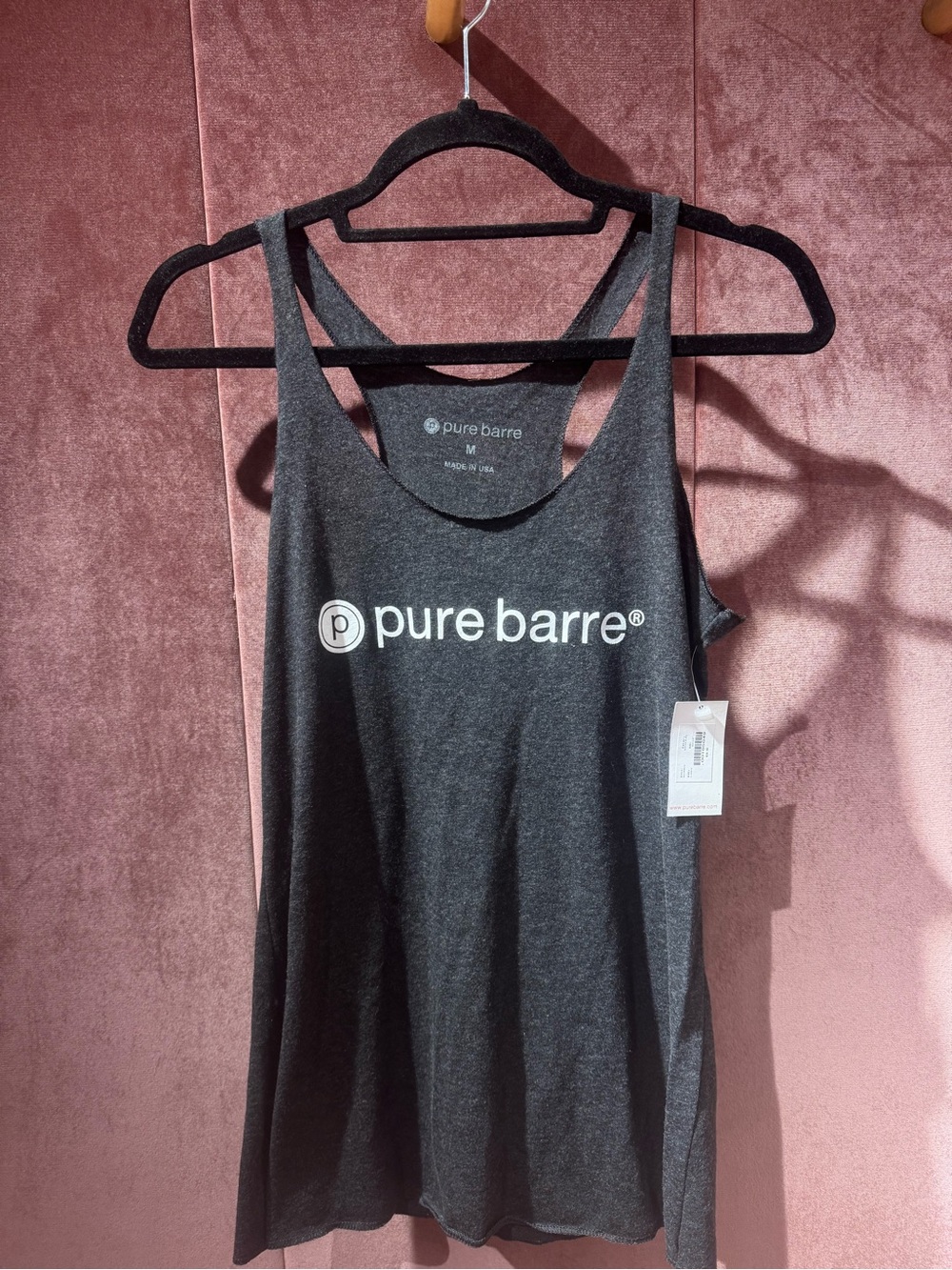 NWT, medium Pure Barre Women's Charcoal Gray Logo Tank Top